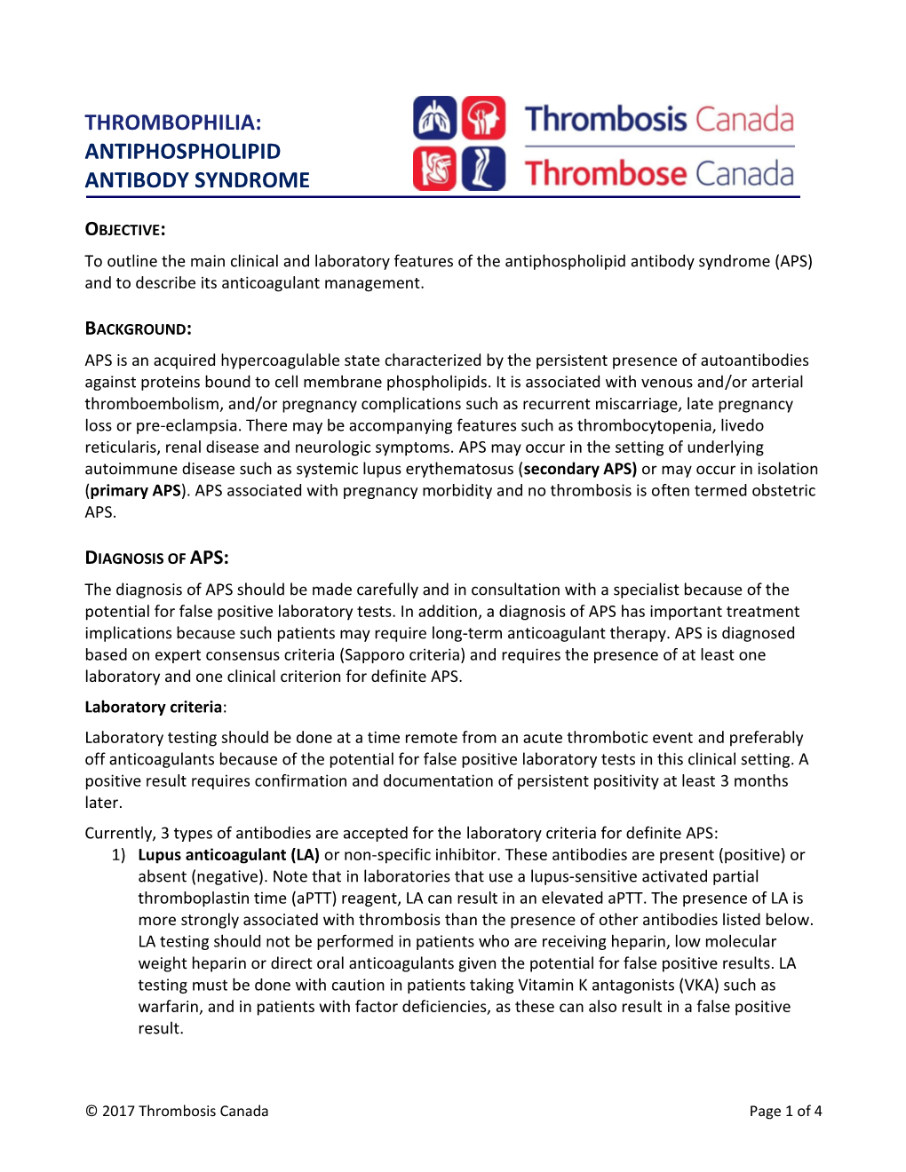 Thrombophilia: Antiphospholipid Antibody Syndrome