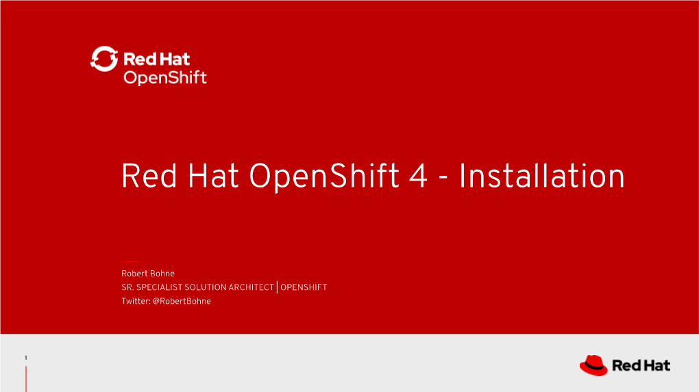 Red Hat Openshift 4 - Installation
