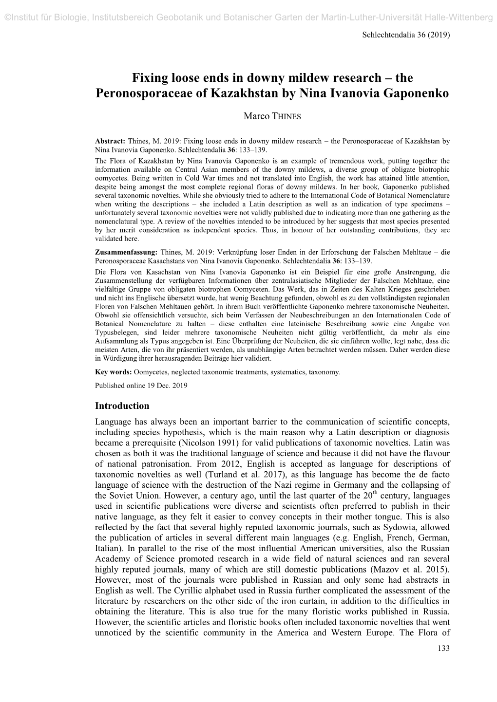 Fixing Loose Ends in Downy Mildew Research – the Peronosporaceae of Kazakhstan by Nina Ivanovia Gaponenko