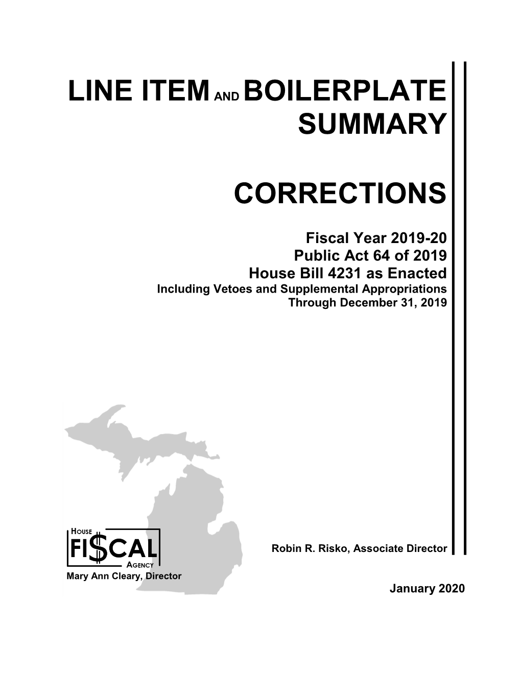 Line Item and Boilerplate Summary: Corrections