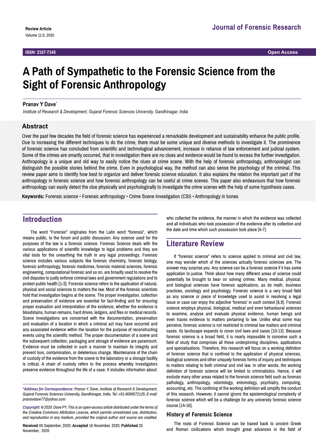 A Path of Sympathetic to the Forensic Science from the Sight of Forensic Anthropology