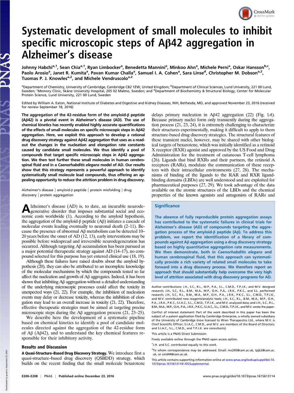 Systematic Development of Small Molecules to Inhibit Specific Microscopic Steps of Aβ42 Aggregation in Alzheimer’S Disease