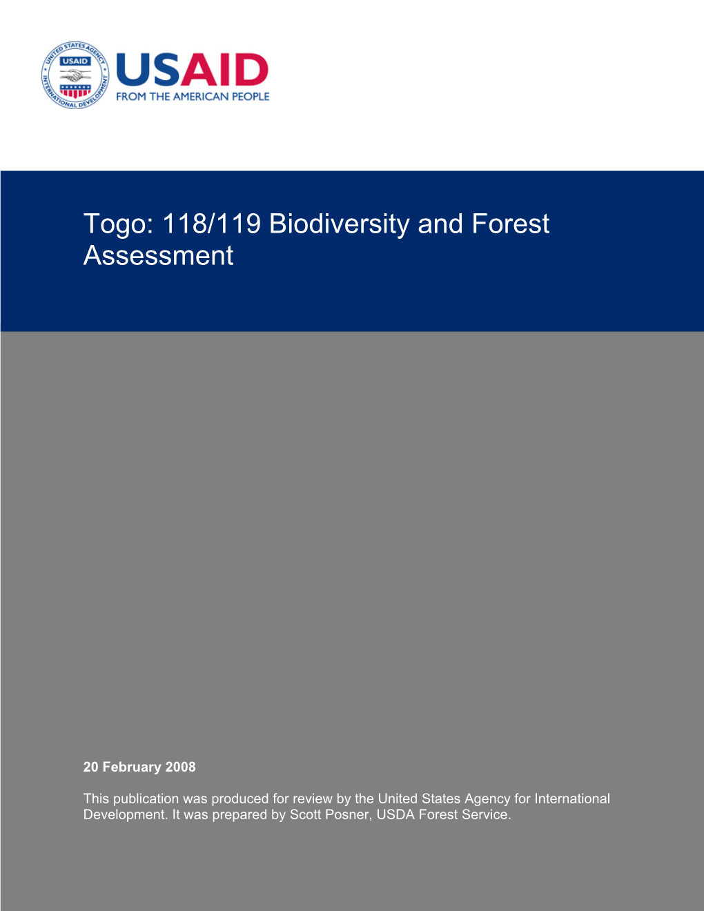 Togo: 118/119 Biodiversity and Forest Assessment