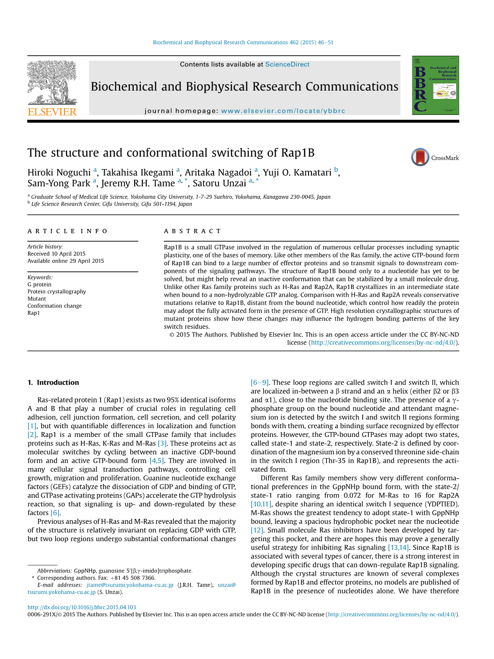 The Structure and Conformational Switching of Rap1b