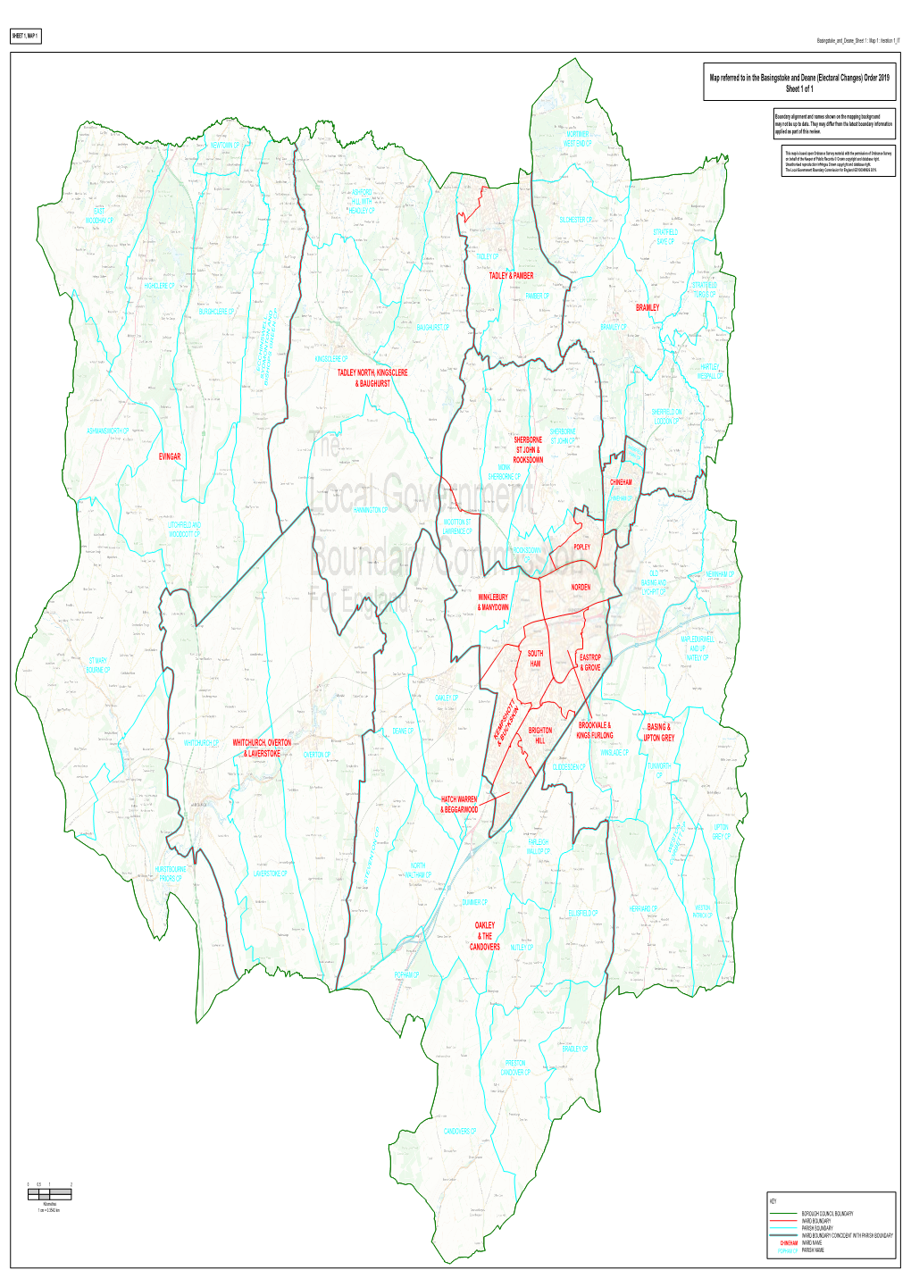 Map Referred to in the Basingstoke and Deane (Electoral Changes) Order 2019 Sheet 1 of 1