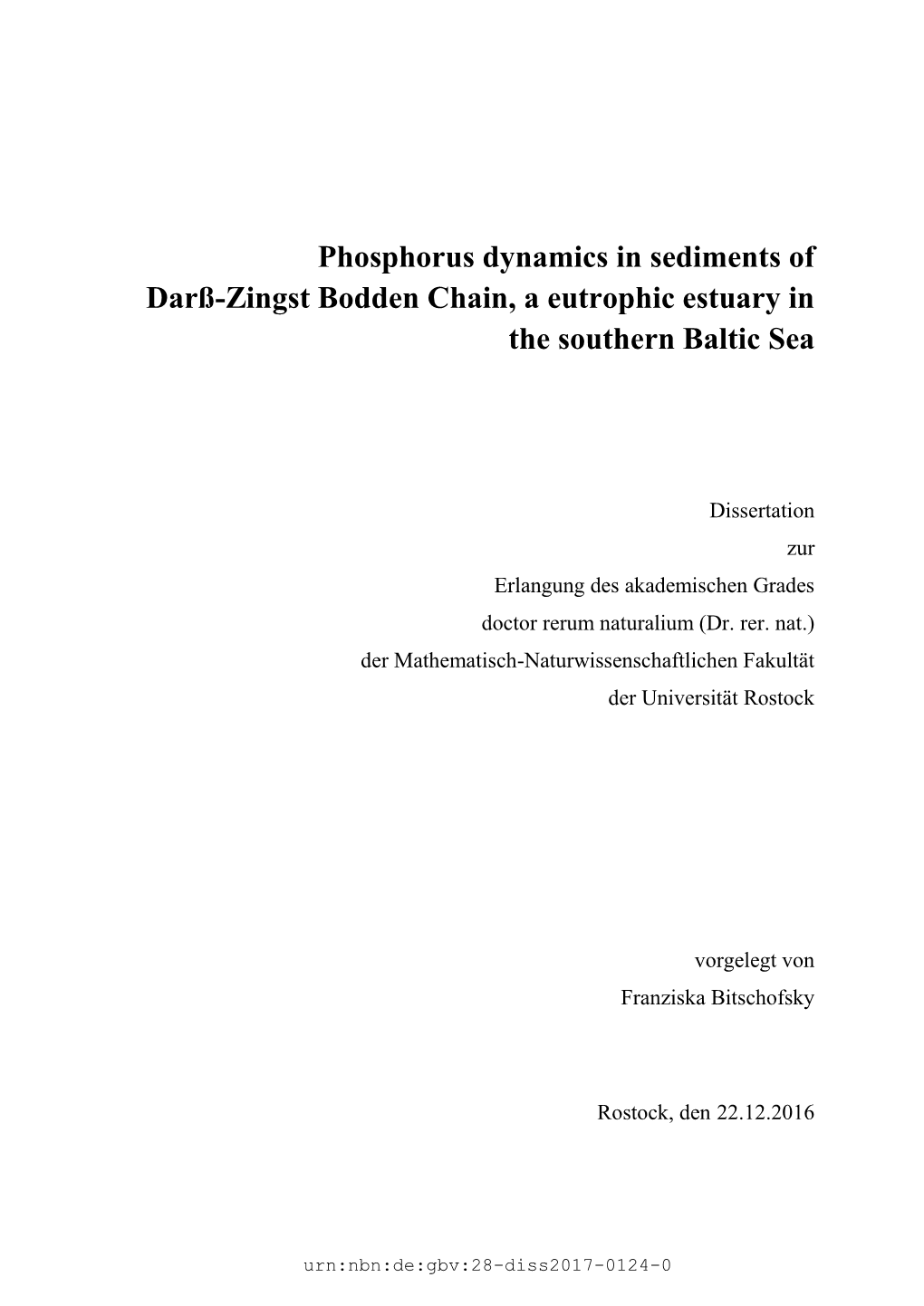 Phosphorus Dynamics in Sediments of the Darß-Zingst Boddenchain, A