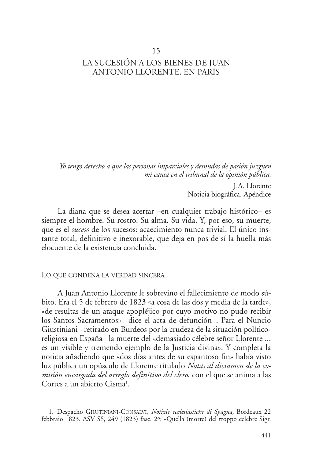 15 La Sucesión a Los Bienes De Juan Antonio Llorente, En París