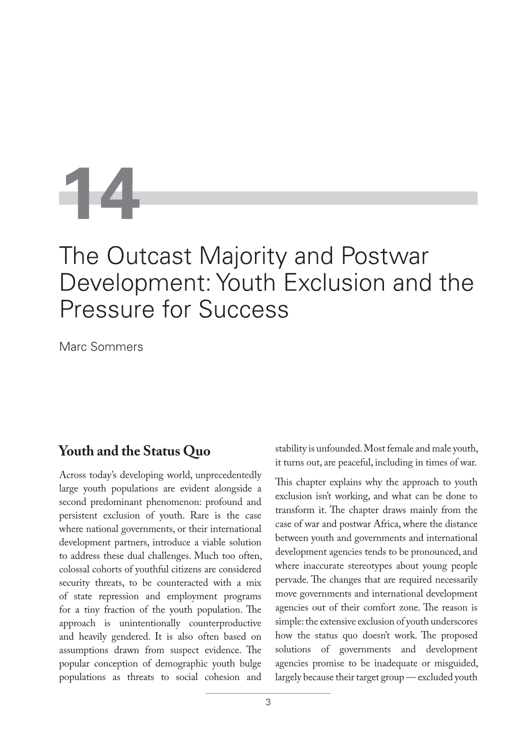 The Outcast Majority and Postwar Development: Youth Exclusion and the Pressure for Success