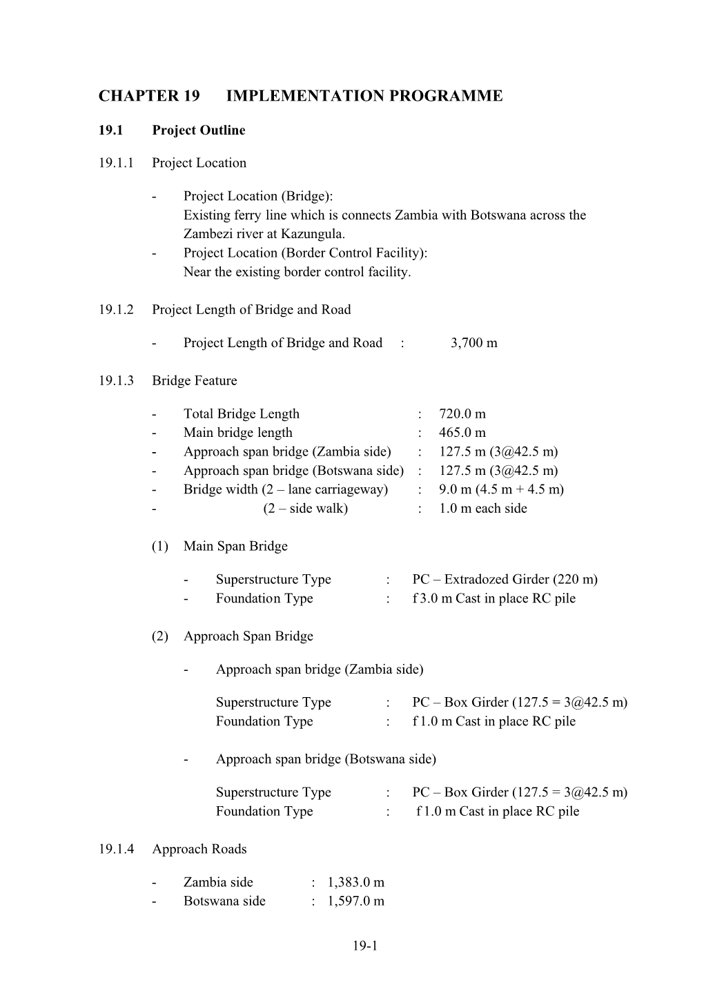 Chapter 19 Implementation Programme