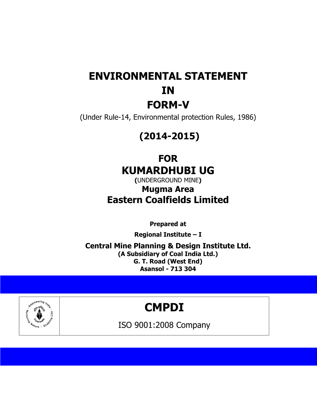 Environmental Statement in Form-V Kumardhubi Ug