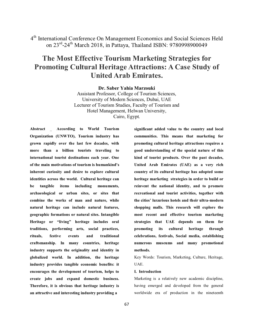 The Most Effective Tourism Marketing Strategies for Promoting Cultural Heritage Attractions: a Case Study of United Arab Emirates