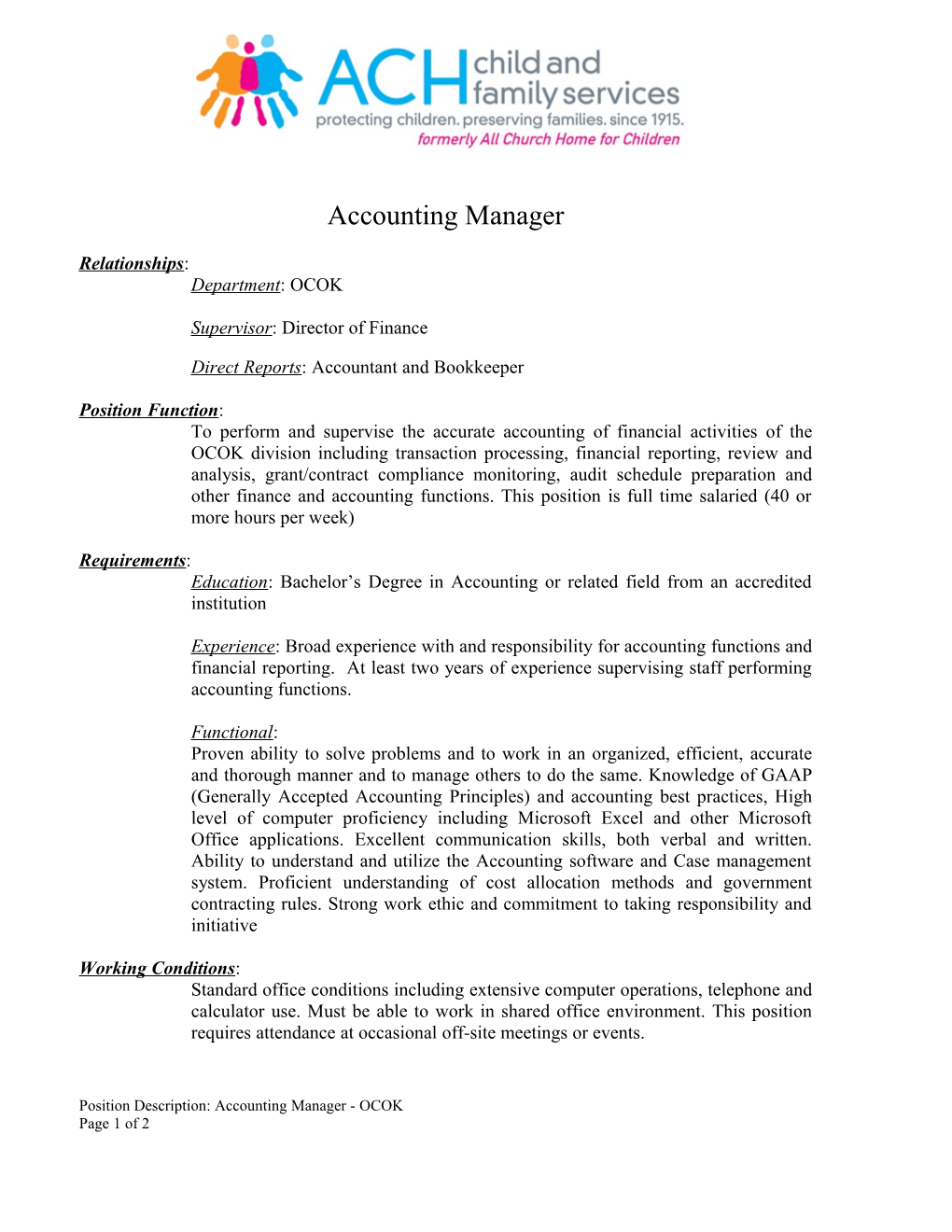 Job Description For Foster Care Case Manager