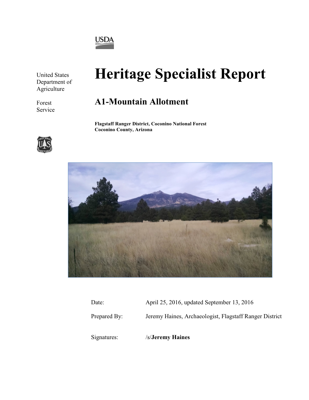 A-1 Allotment Management Plan Specialist Report