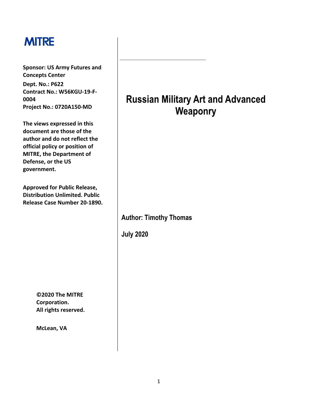 Russian Military Art and Advanced Weaponry