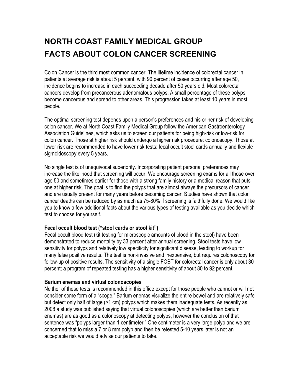 Colon Cancer Screening