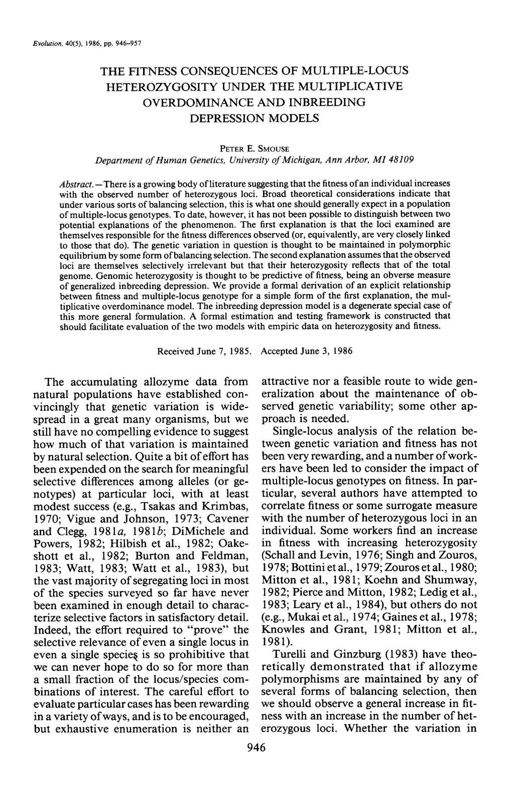 The Fitness Consequences of Multiple-Locus Heterozygosity Under the Multiplicative Overdominance and Inbreeding Depression Models