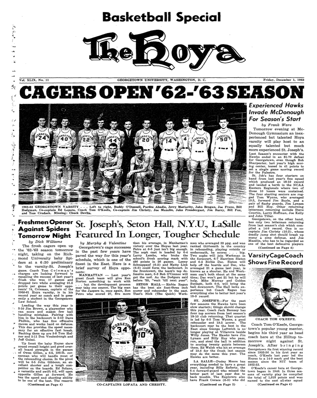 Eagers OPEN'62·'63 SEASON Experienced Hawks .;; 