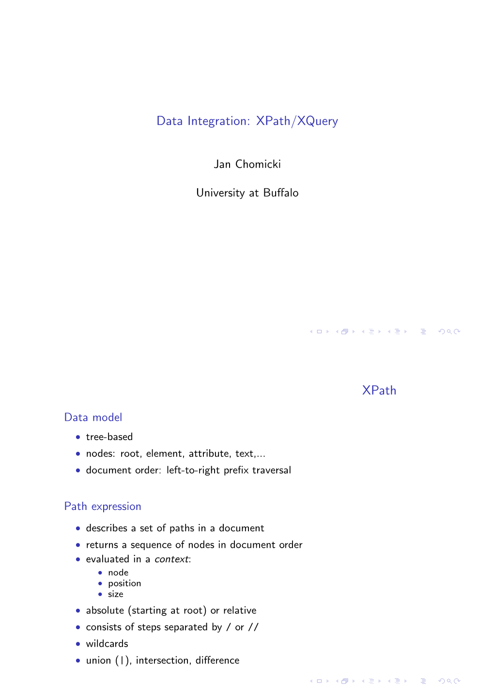 Data Integration: Xpath/Xquery