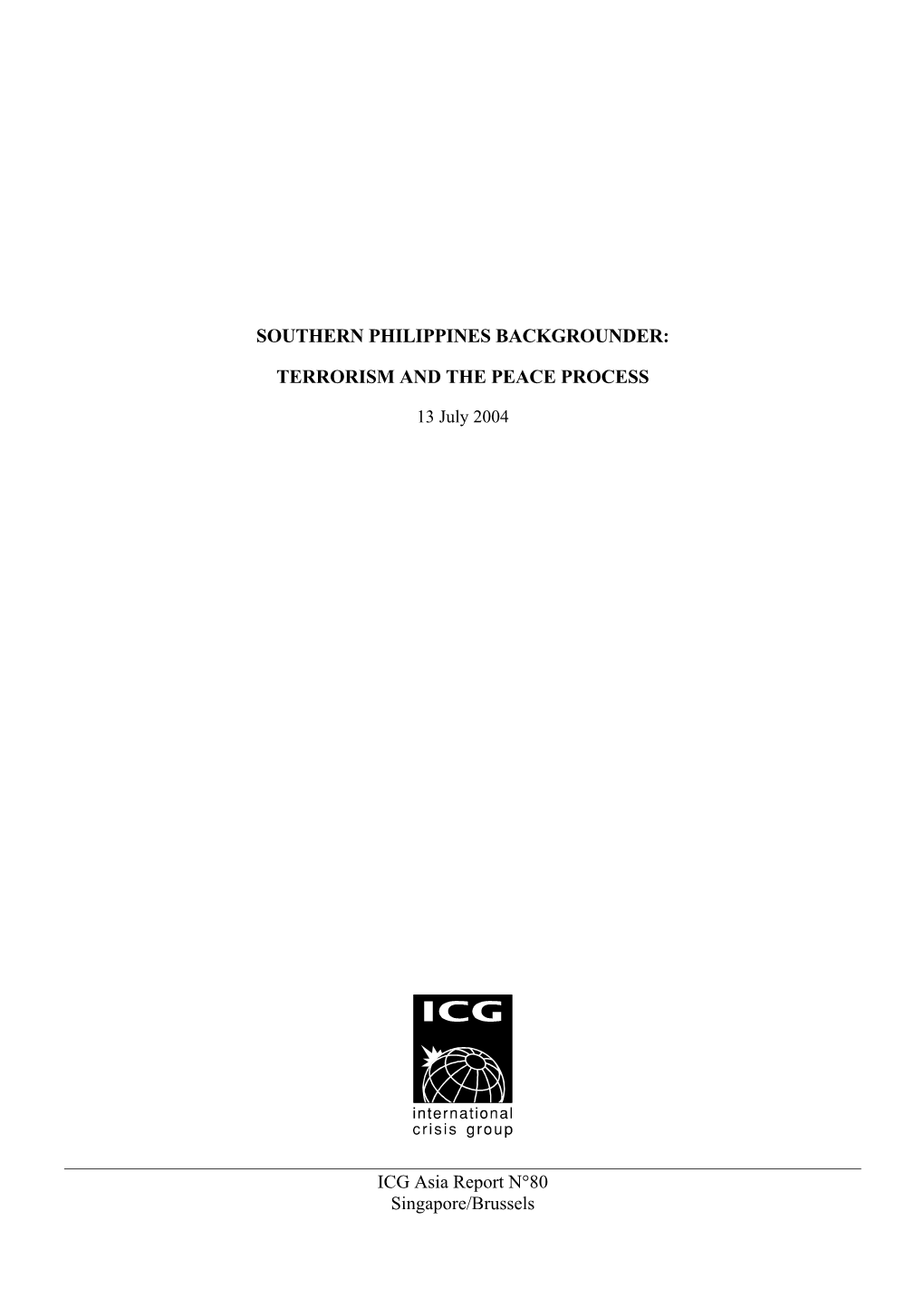 Southern Philippines Backgrounder: Terrorism and the Peace Process