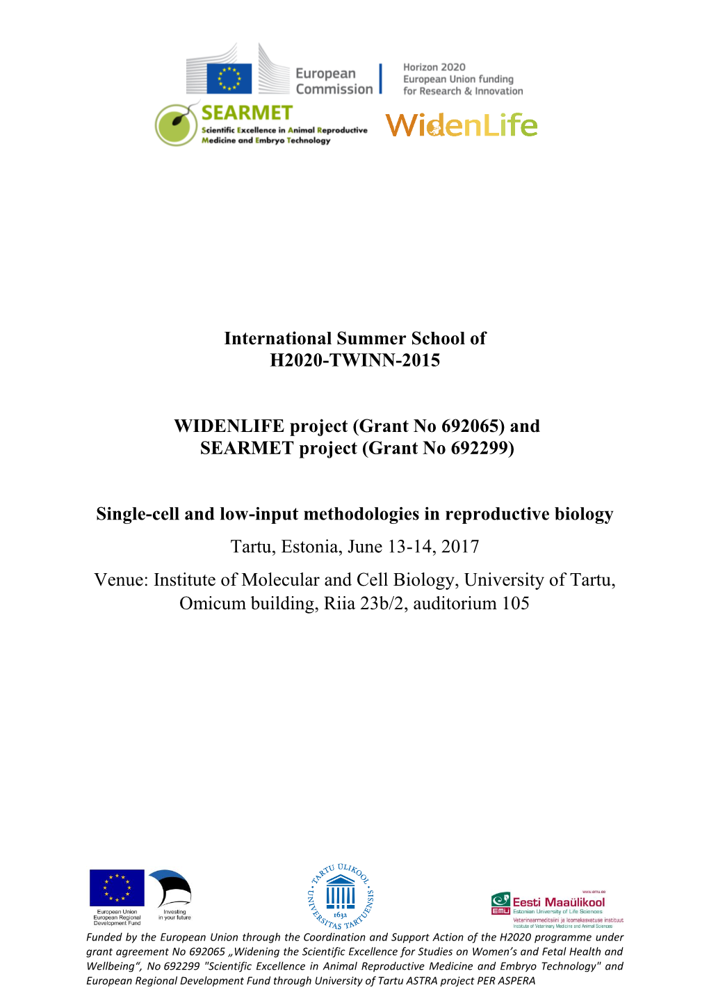 International Summer School of H2020-TWINN-2015