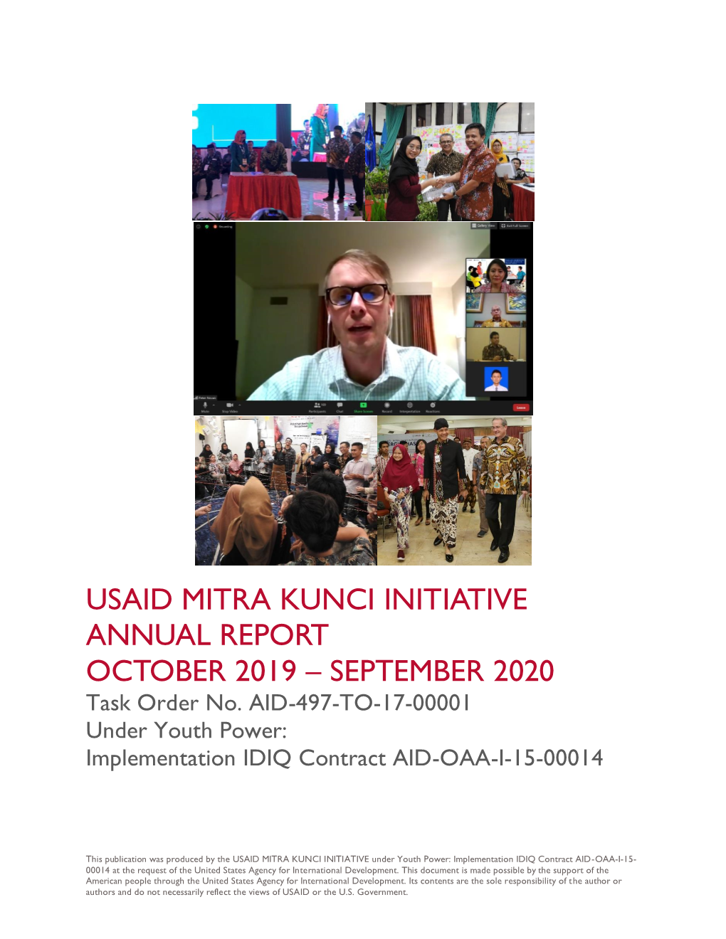 USAID MITRA KUNCI INITIATIVE ANNUAL REPORT OCTOBER 2019 – SEPTEMBER 2020 Task Order No