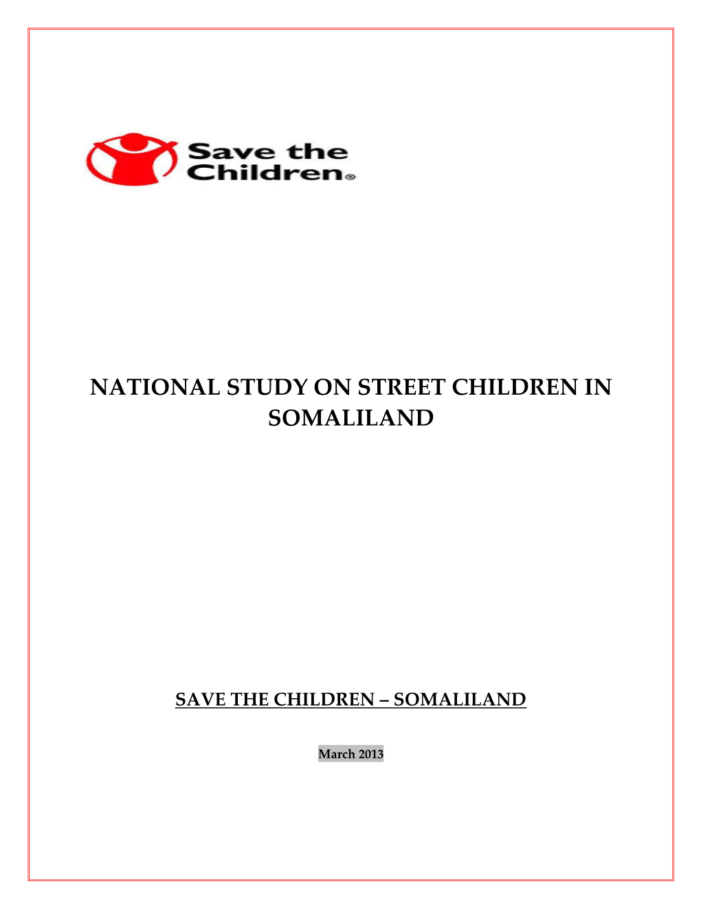 National Study on Street Children in Somaliland