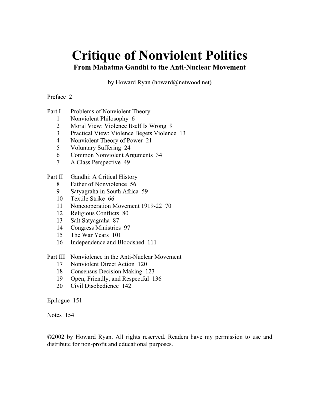 Critique of Nonviolent Politics