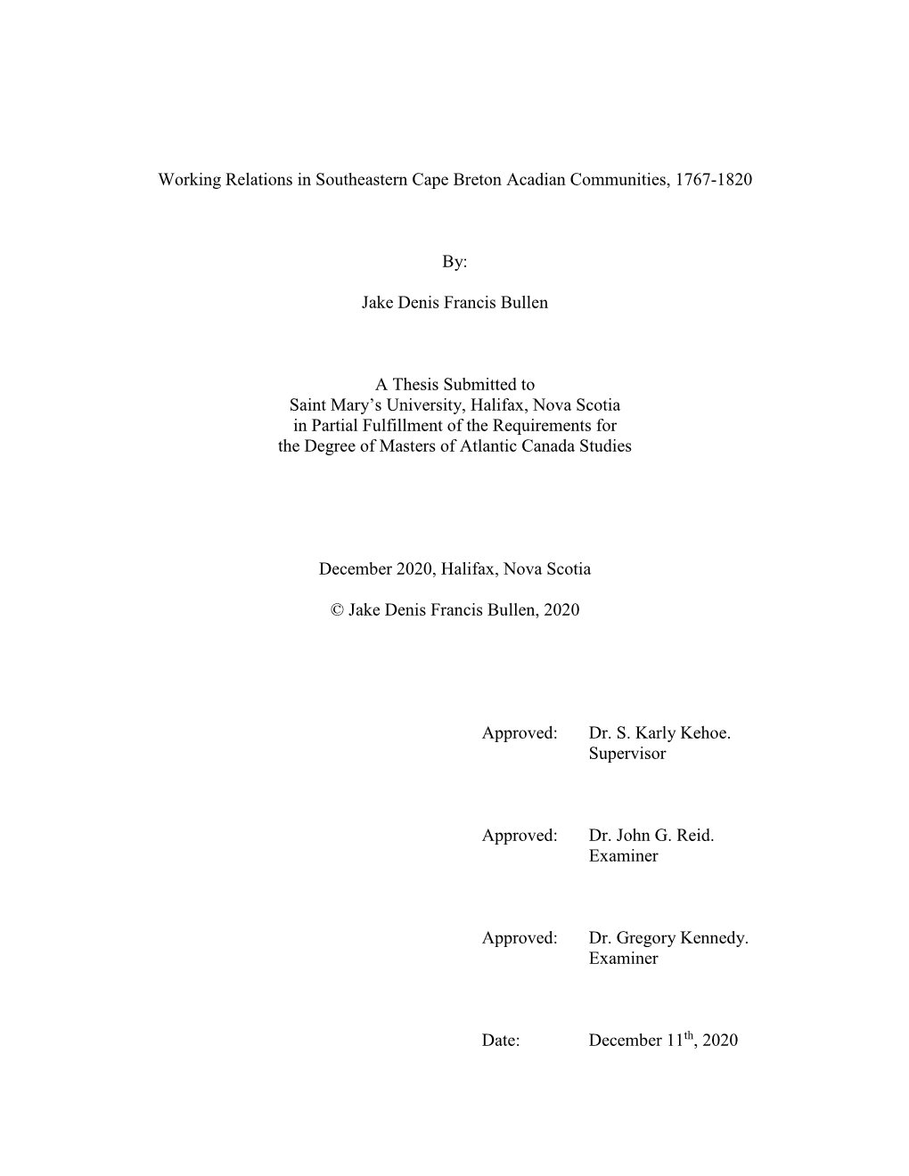 Working Relations in Southeastern Cape Breton Acadian Communities, 1767-1820