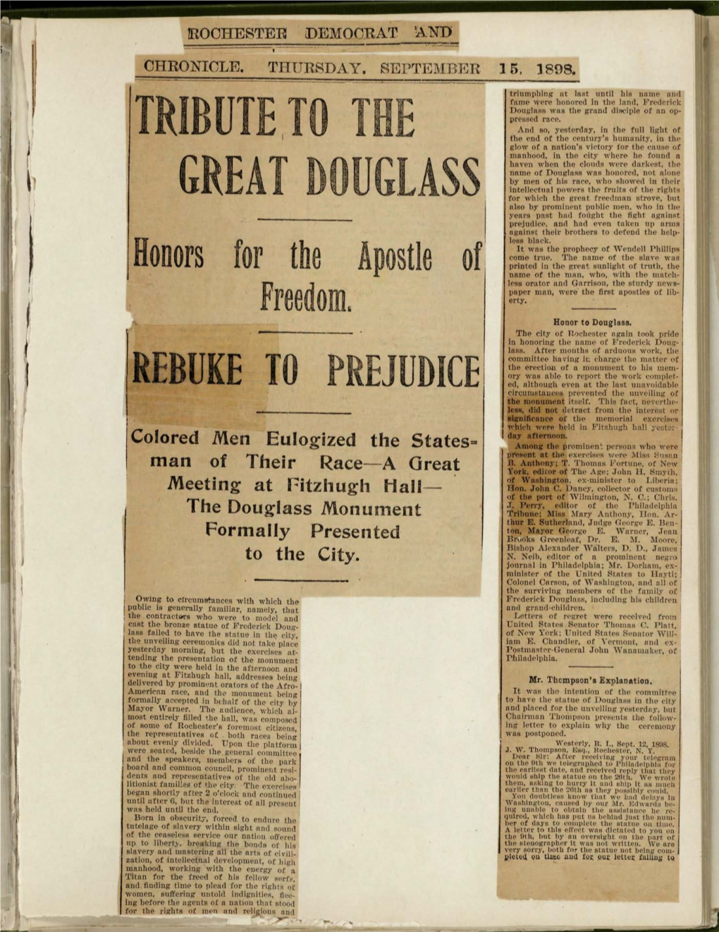 Colored Men Eulogized the States= Man of Their Race—A Great