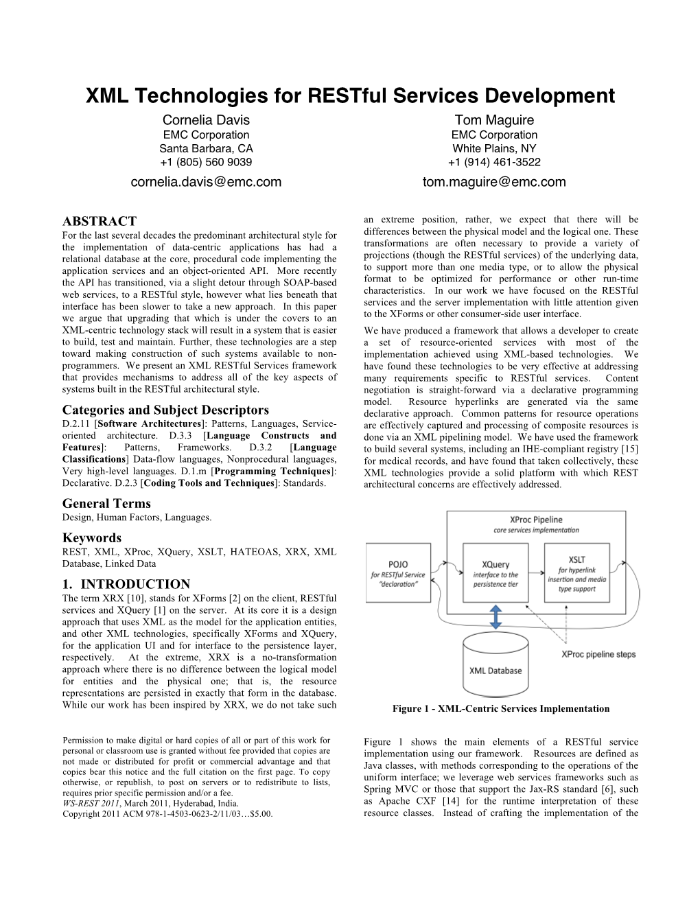 XML Technologies for Restful Services Development