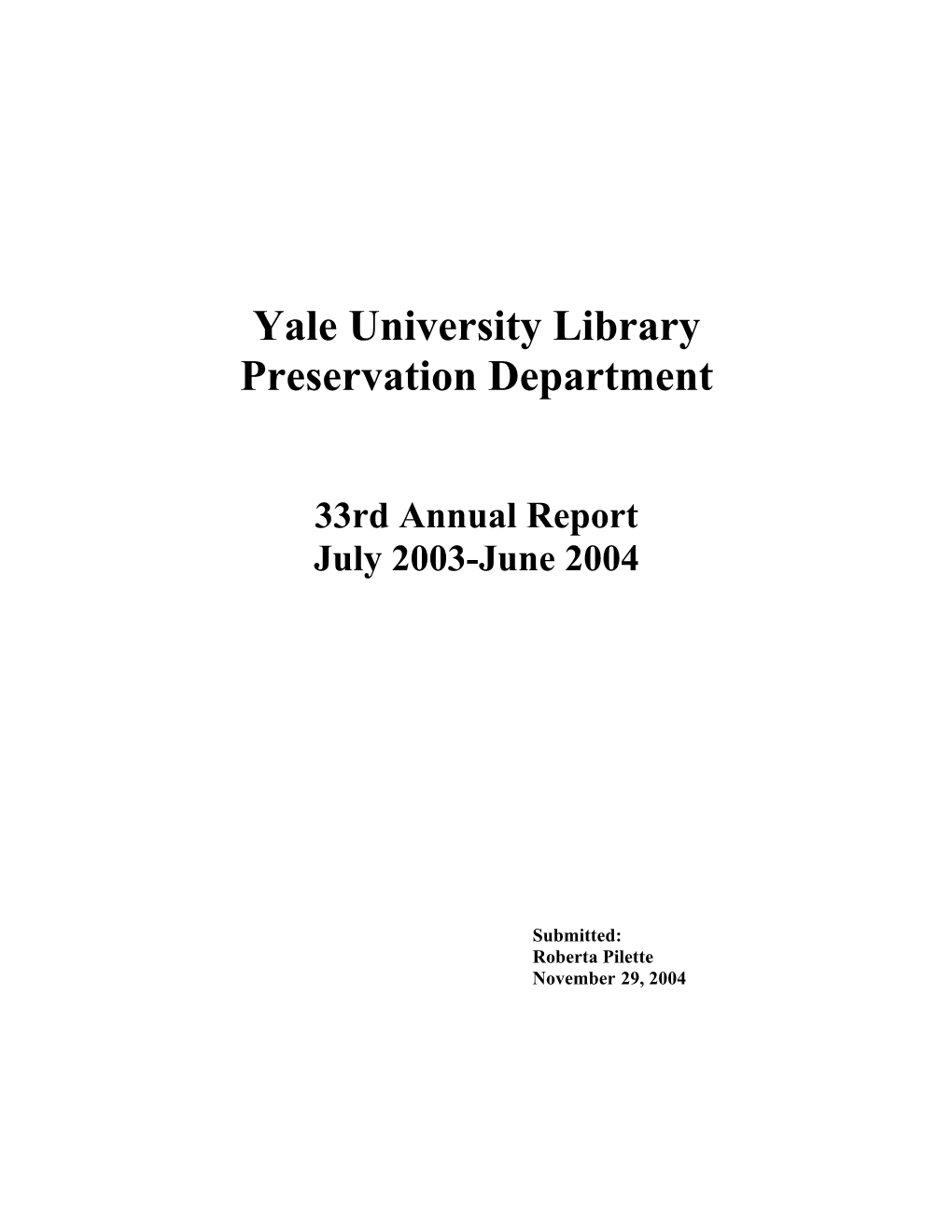 Yale University Library Preservation Department