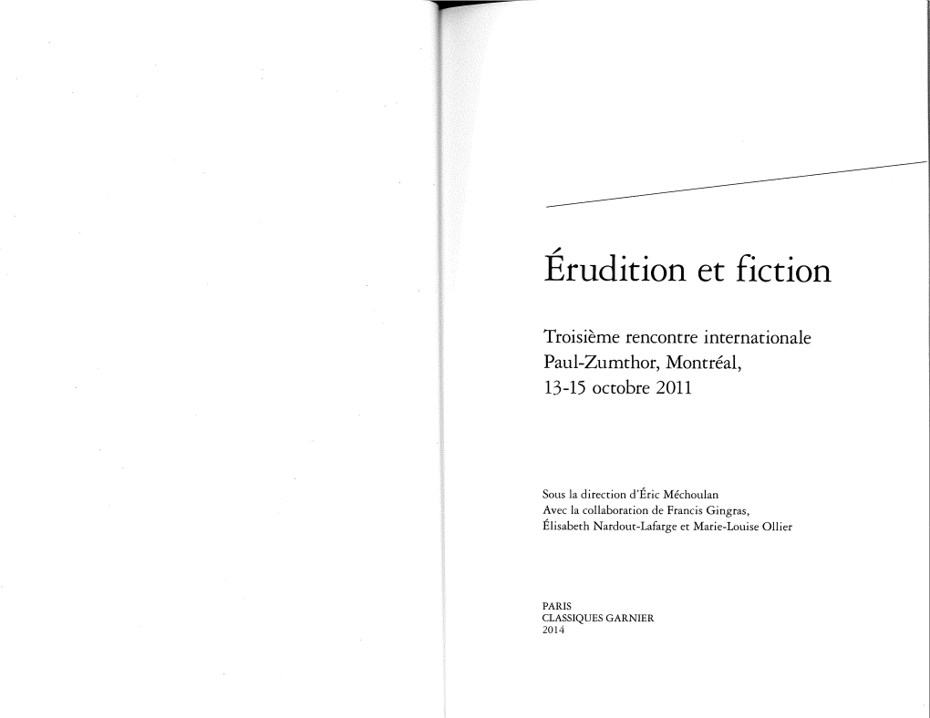 Erudition Et Fiction