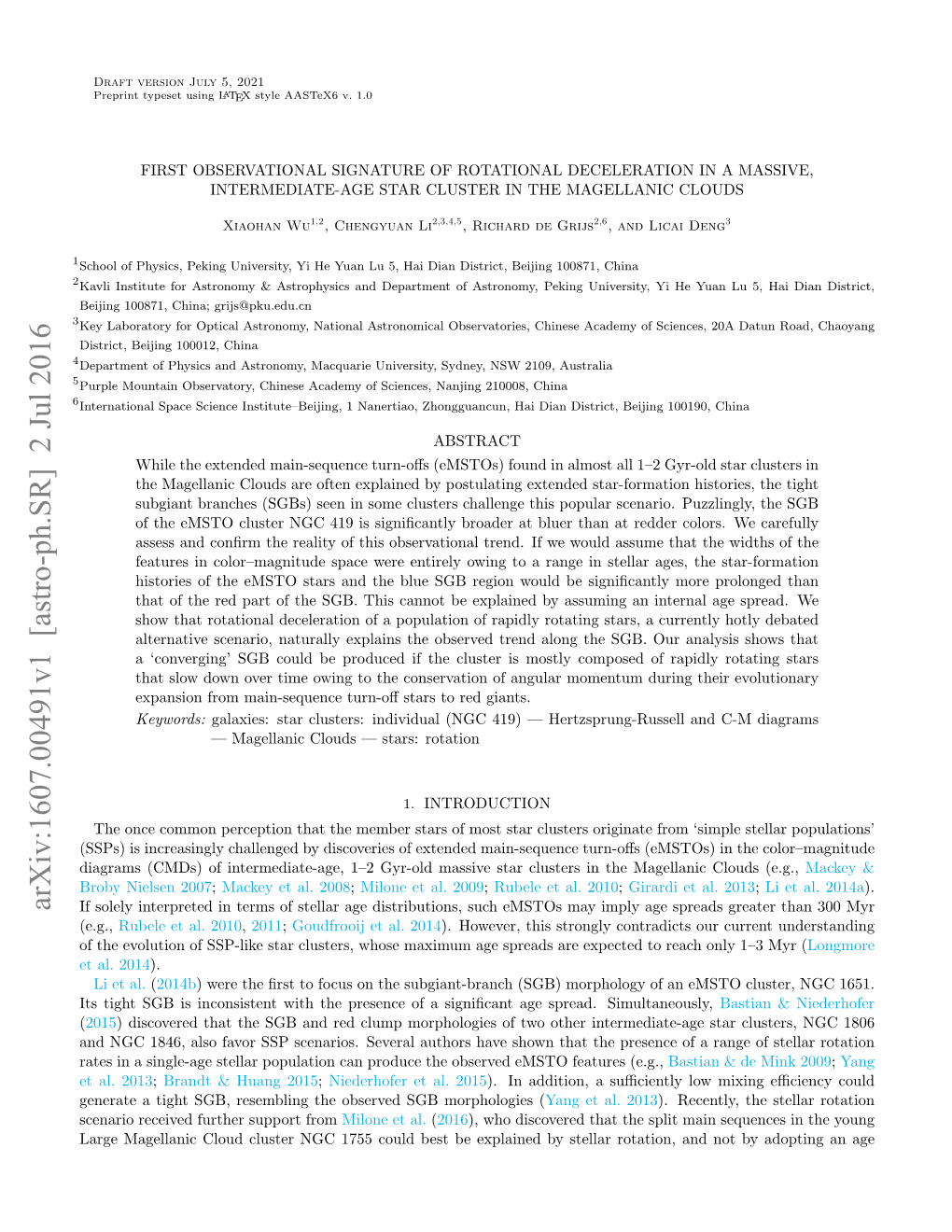 First Observational Signature of Rotational Deceleration in a Massive, Intermediate-Age Star Cluster in the Magellanic Clouds