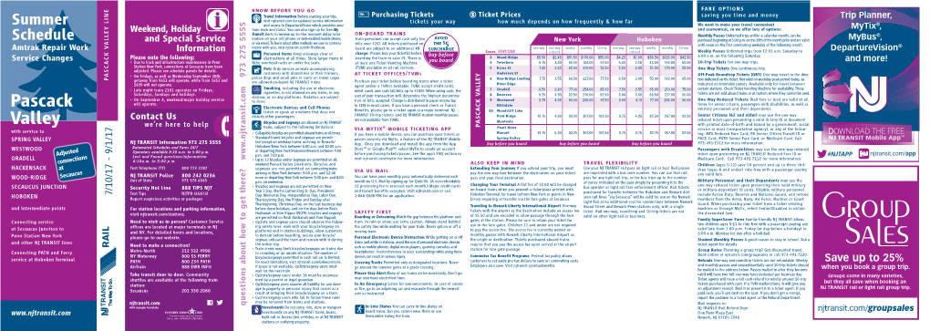 Pascack Valley Line Timetable