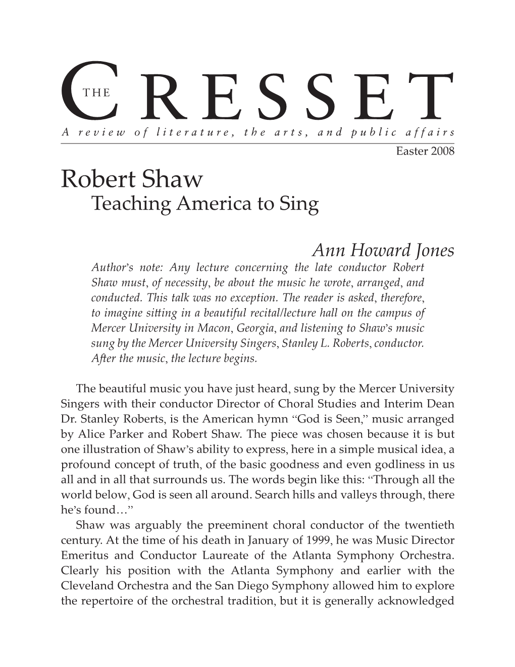 Robert Shaw Teaching America to Sing