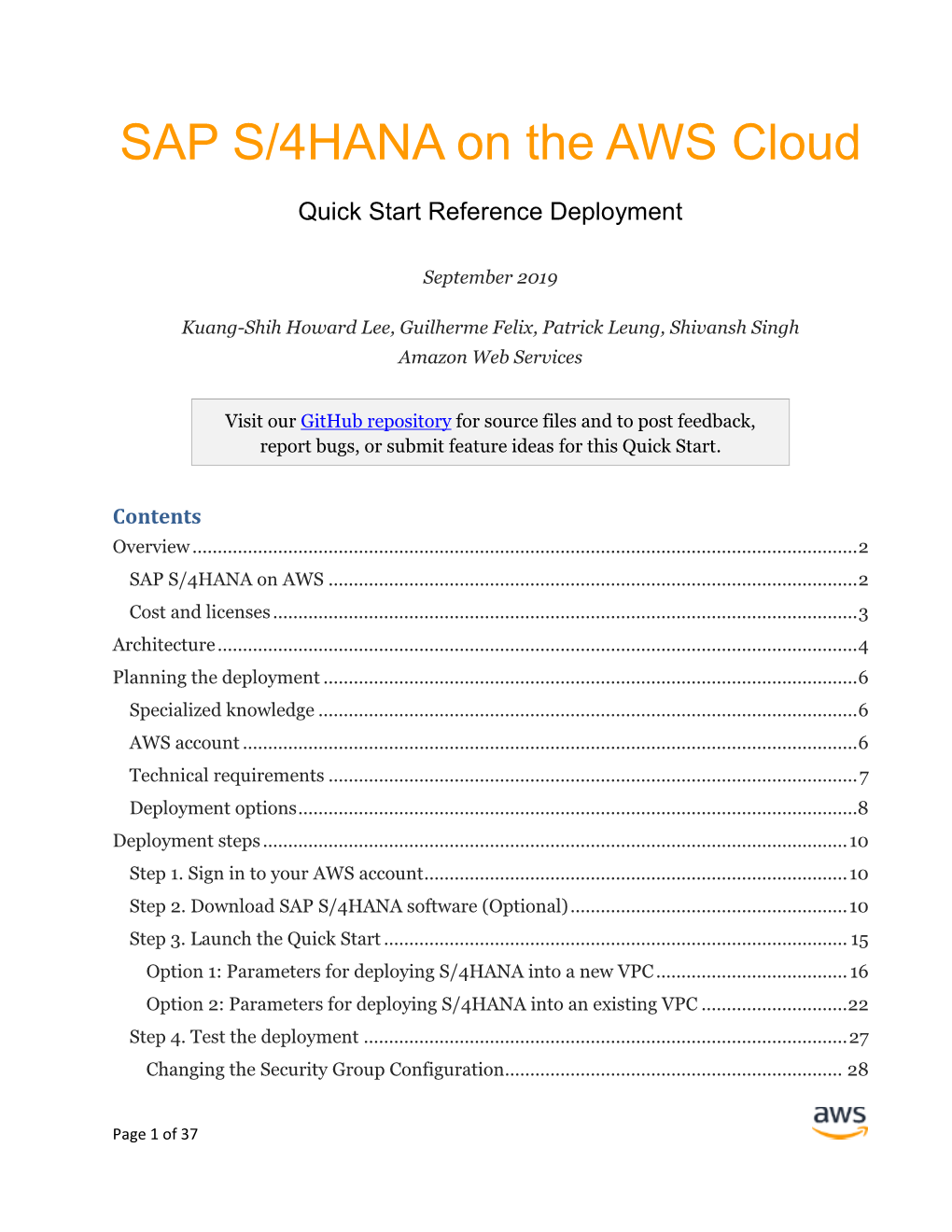 SAP S/4HANA on the AWS Cloud