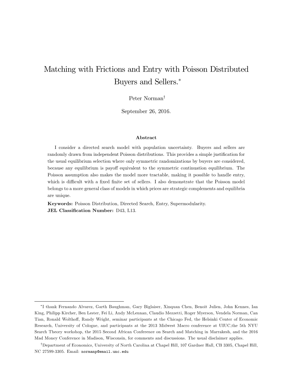 Matching with Frictions and Entry with Poisson Distributed Buyers And