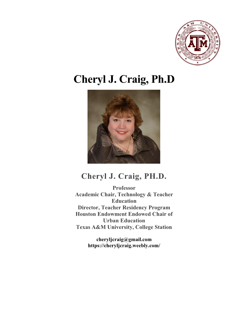 Cheryl J. Craig, Ph.D