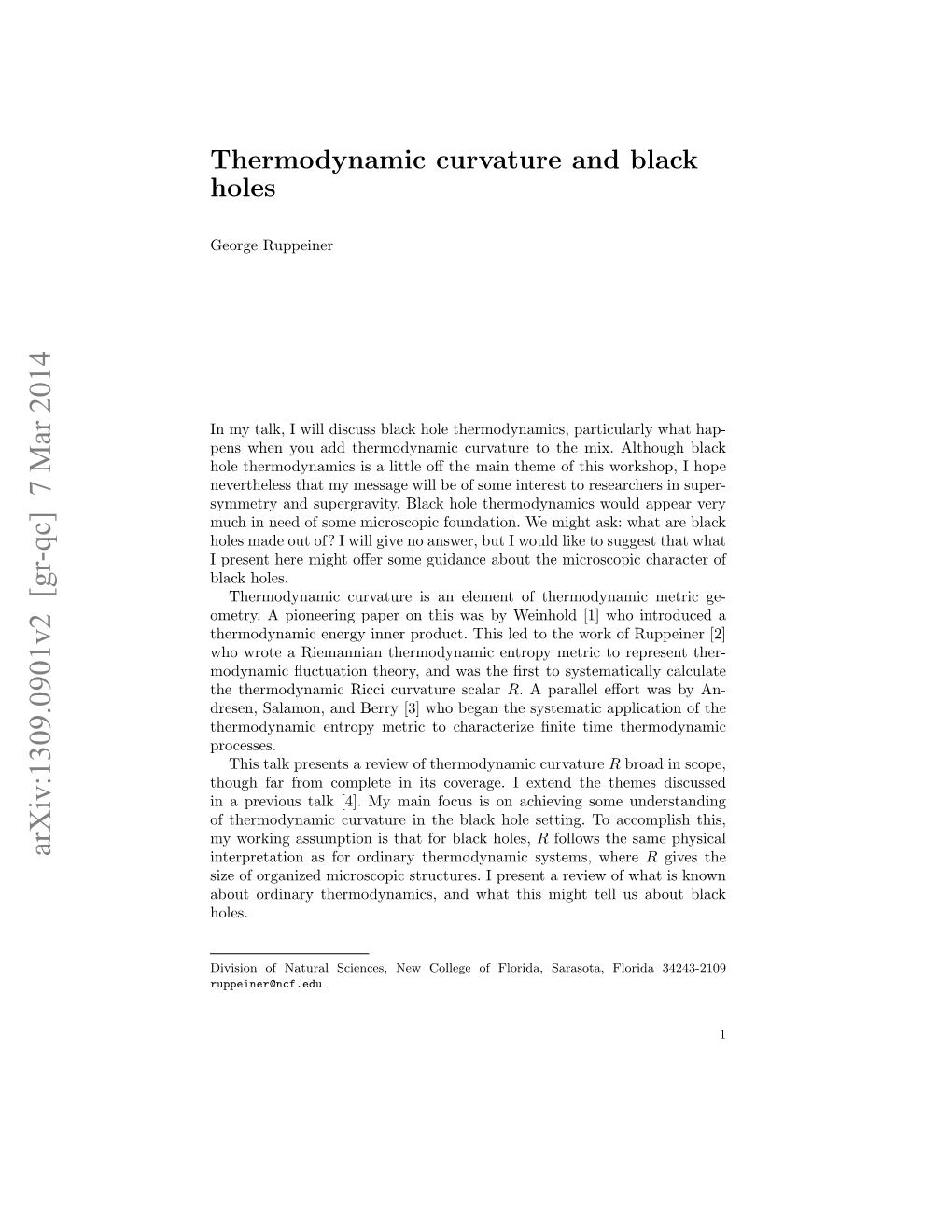 Thermodynamic Curvature and Black Holes