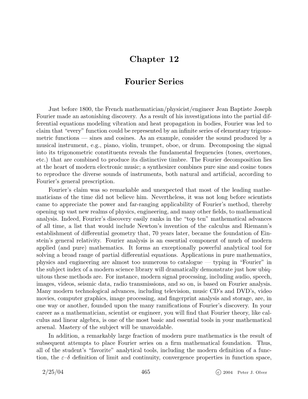 Chapter 12 Fourier Series