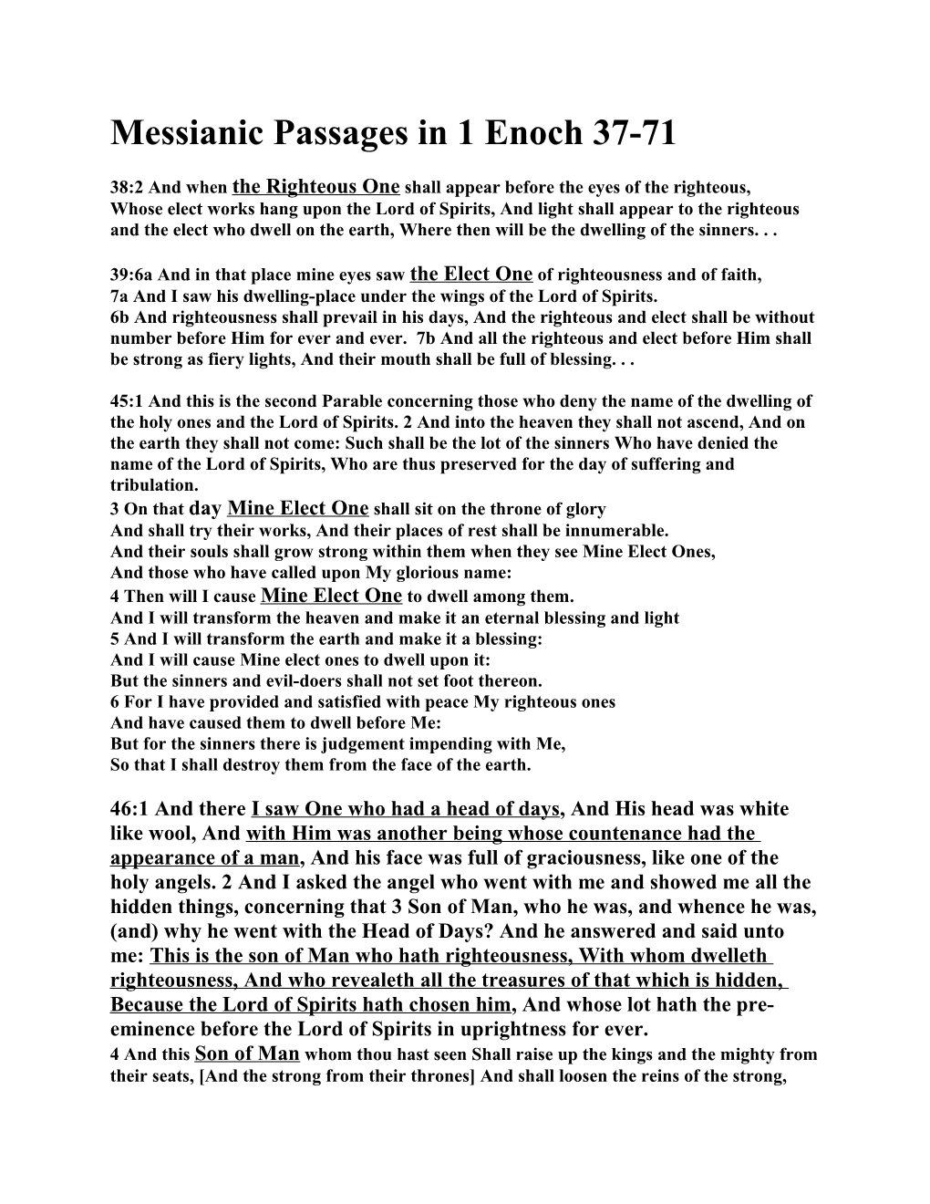 Messianic Passages In 1 Enoch 37-71