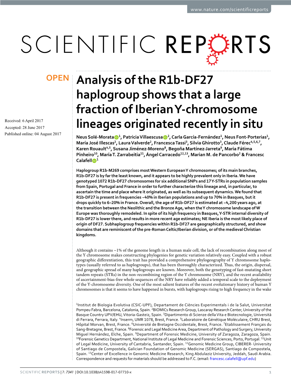 Analysis of the R1b-DF27 Haplogroup Shows That a Large Fraction