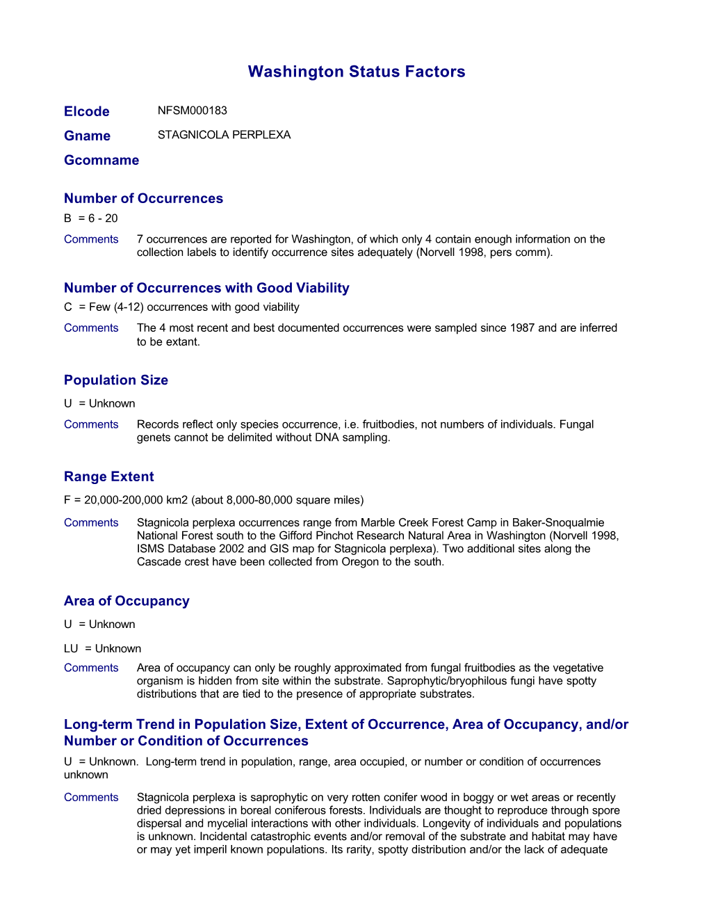 Washington Status Factors