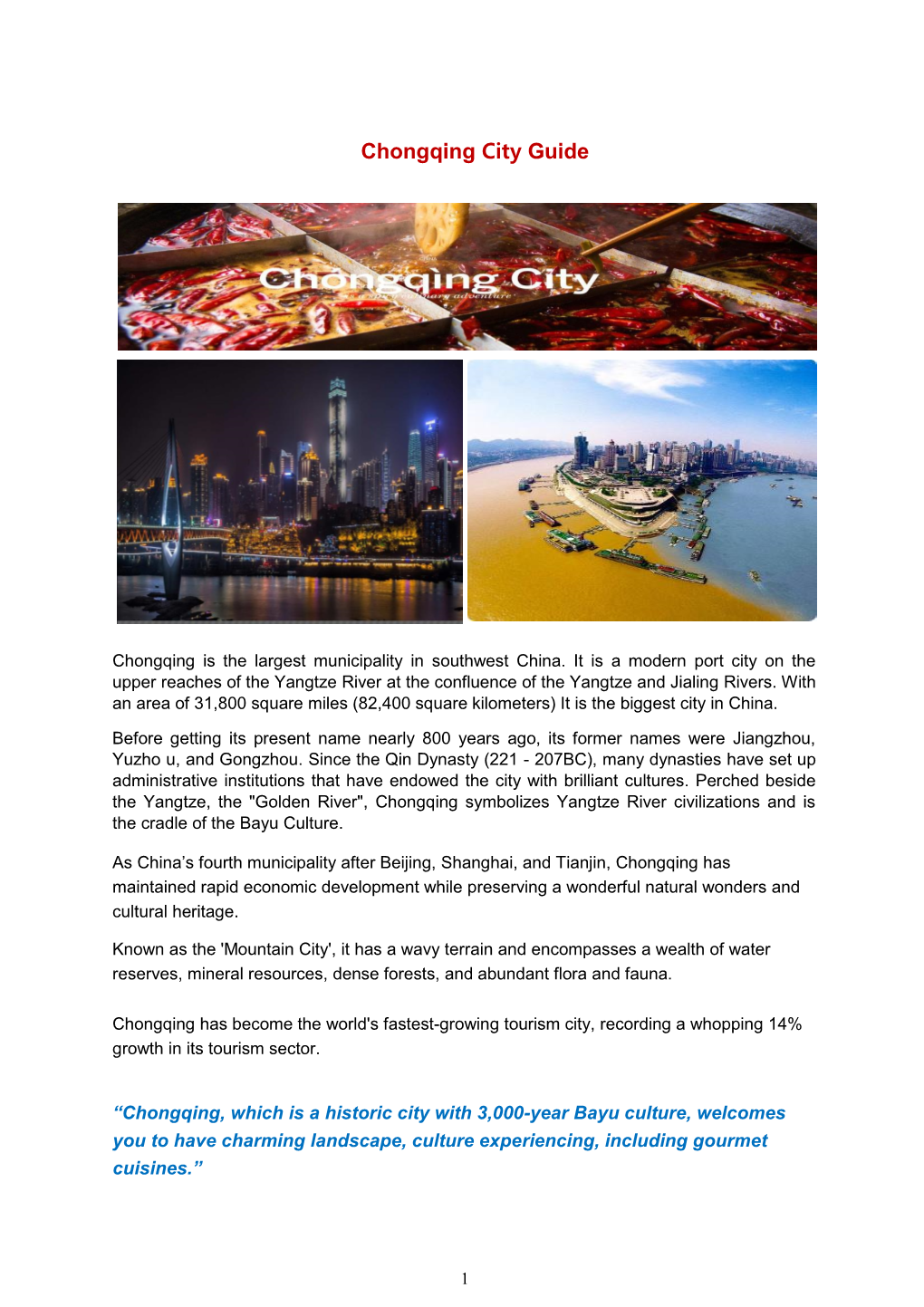 Chongqing City Guide