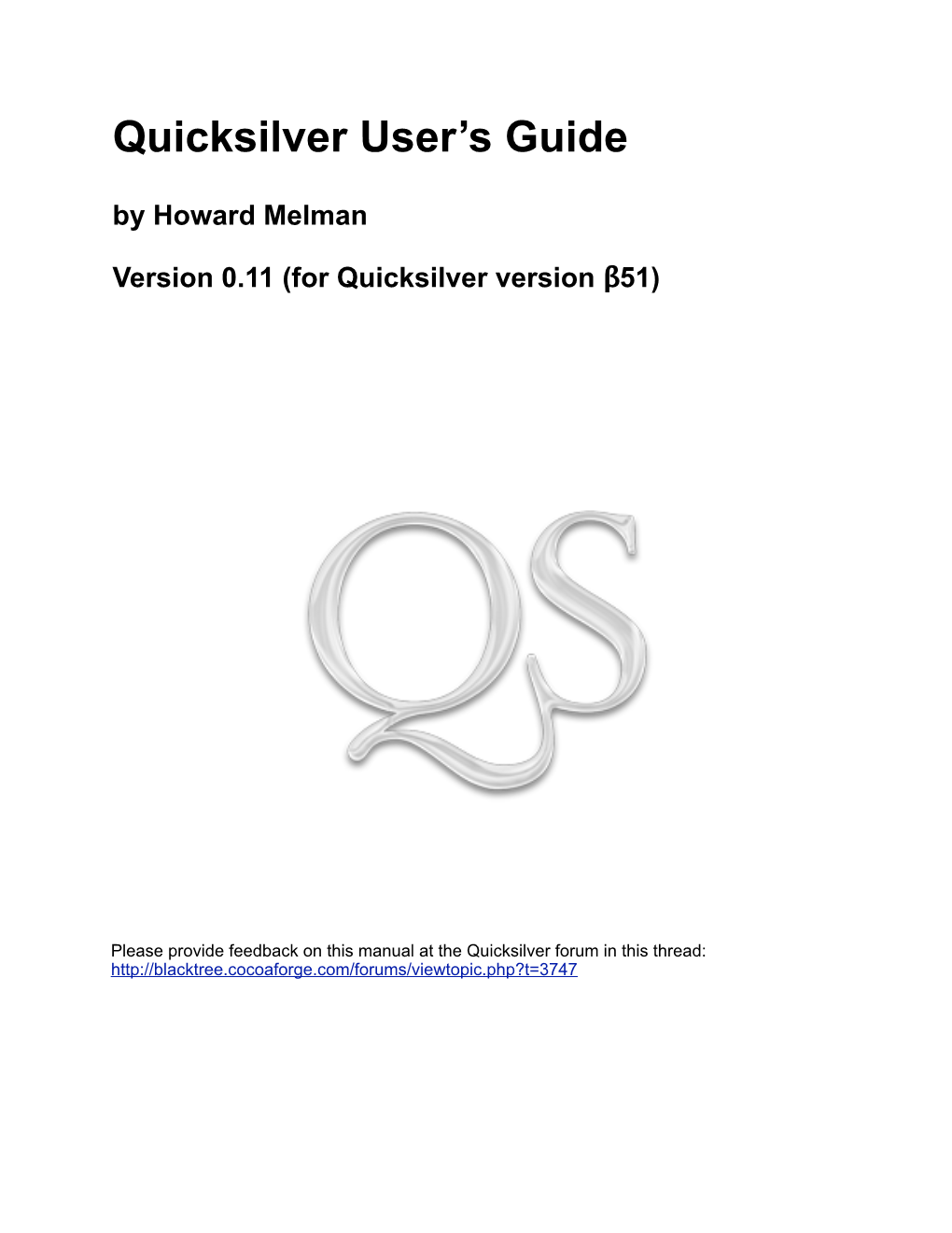 Quicksilver User's Guide