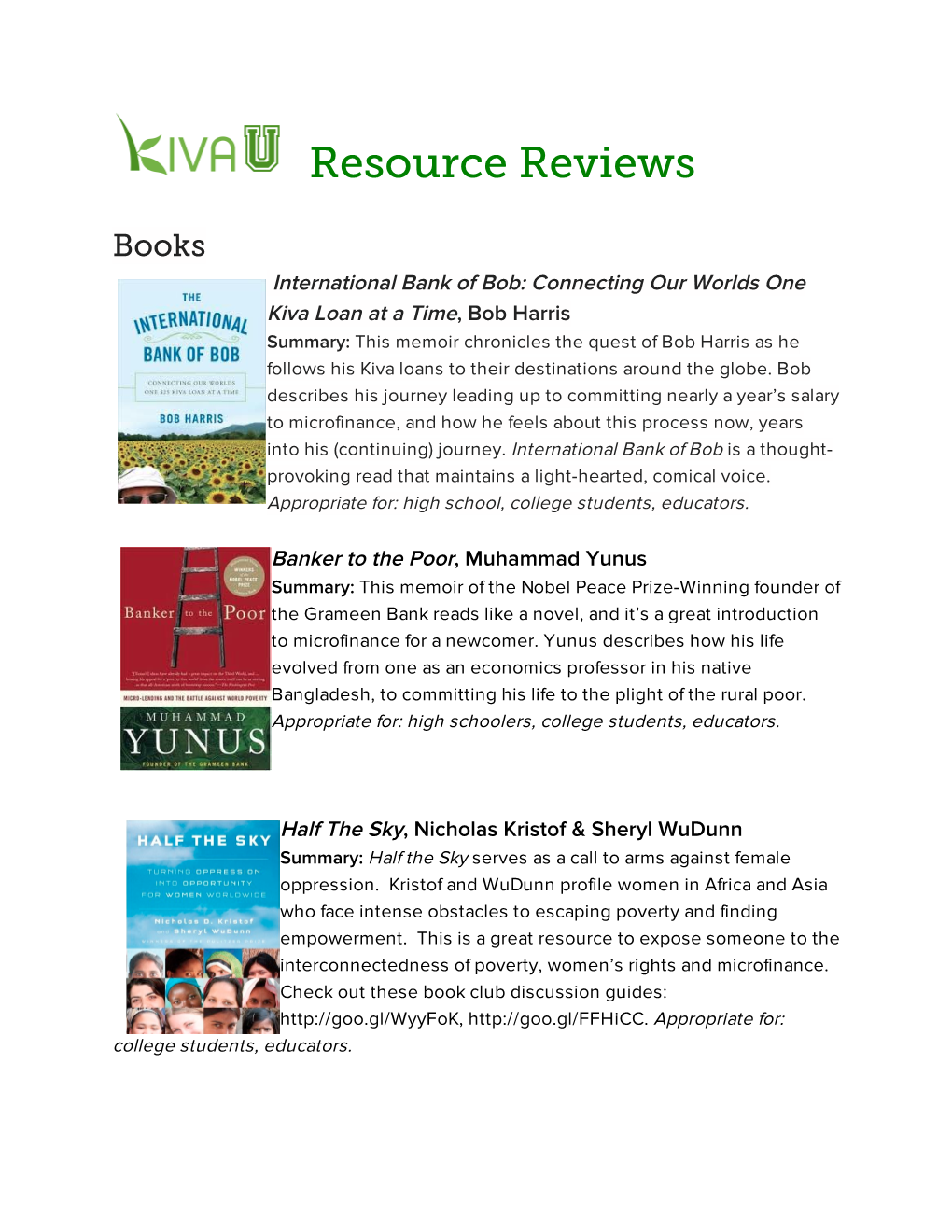 Resource Reviews