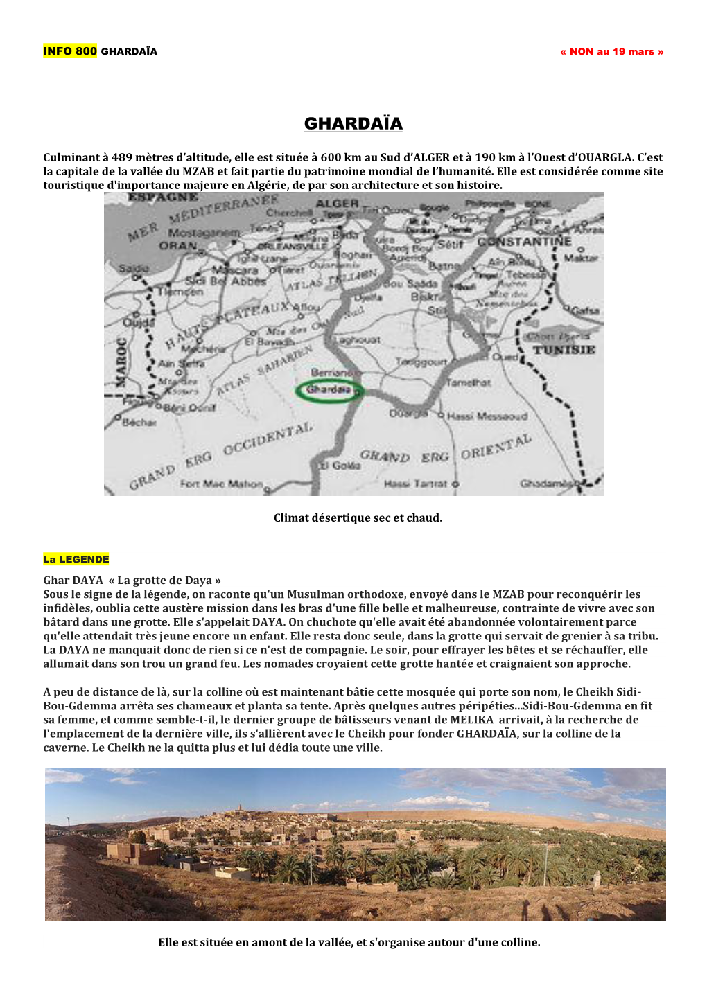 GHARDAÏA « NON Au 19 Mars »