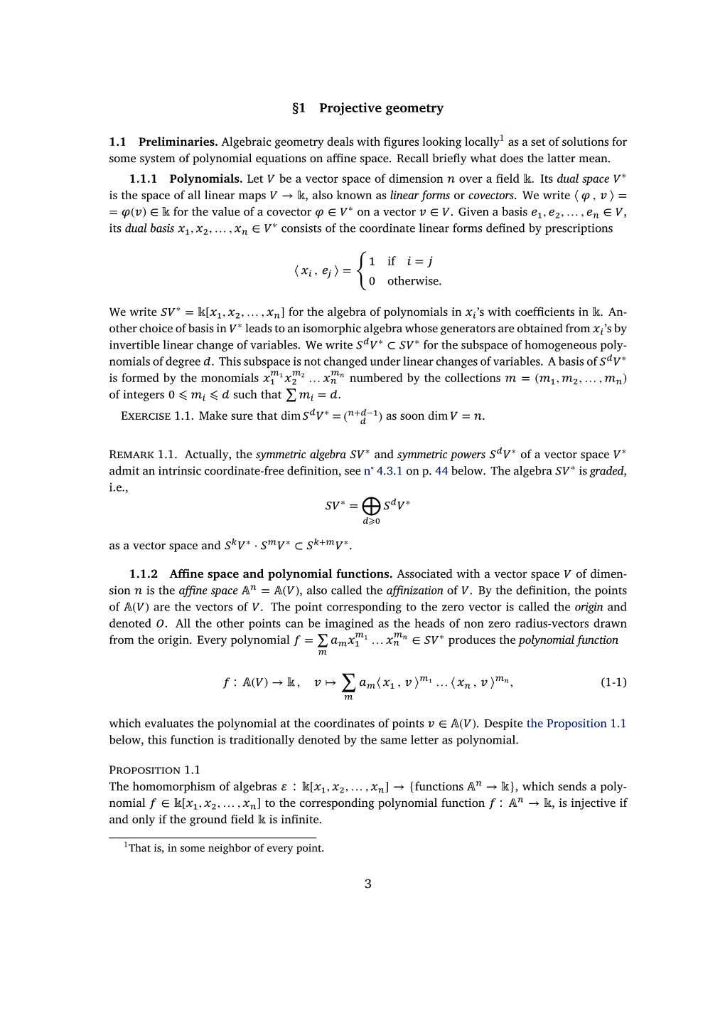 §1 Projective Geometry 3