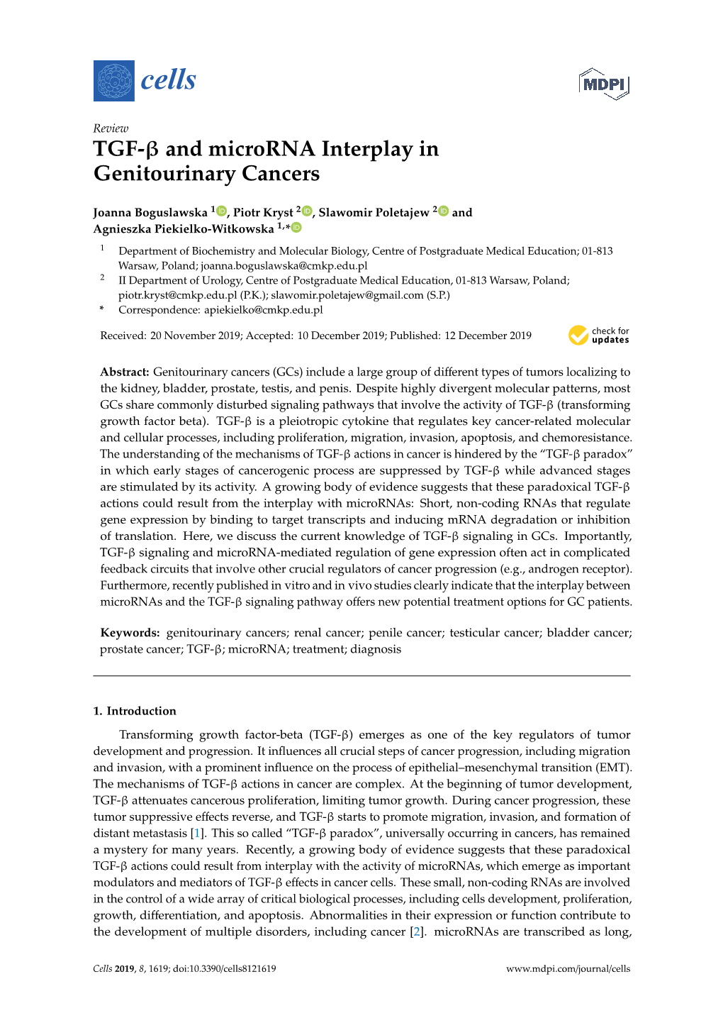 TGF-Β and Microrna Interplay in Genitourinary Cancers