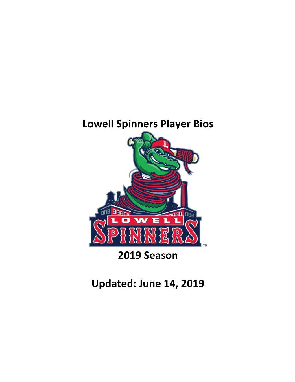 Lowell Spinners Player Bios 2019 Season